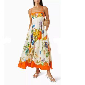 Alemais floral linen midi dress